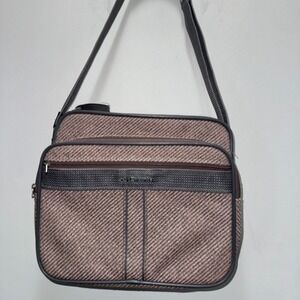 Vintage Samsonite Silhouette Tweed Carry On Bag Brown Travel Shoulder Flight Bag